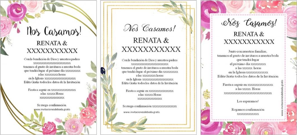 Invitaciones de Boda para imprimir gratis